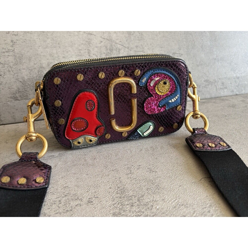Marc Jacobs Mushroom Snapshot camera bag purple snakeskin Leather Crossbody Bag